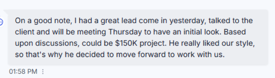 $150K project close result