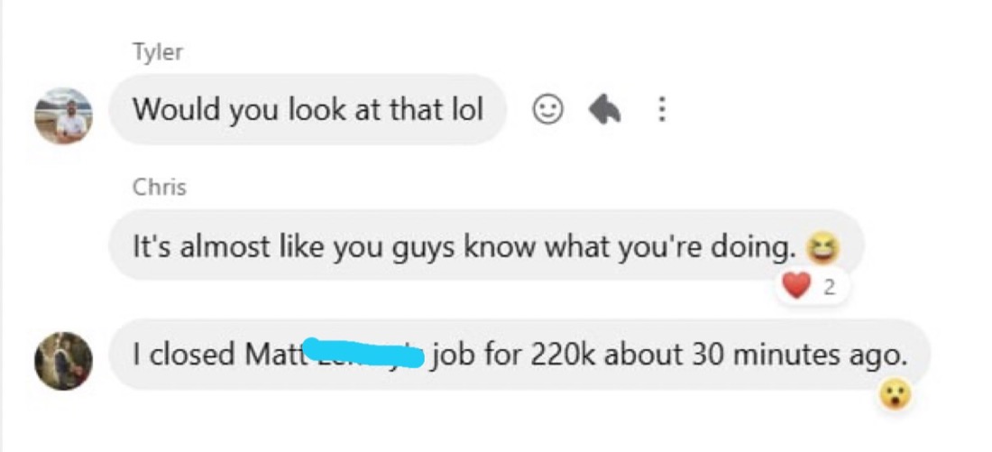 $220K job closed result